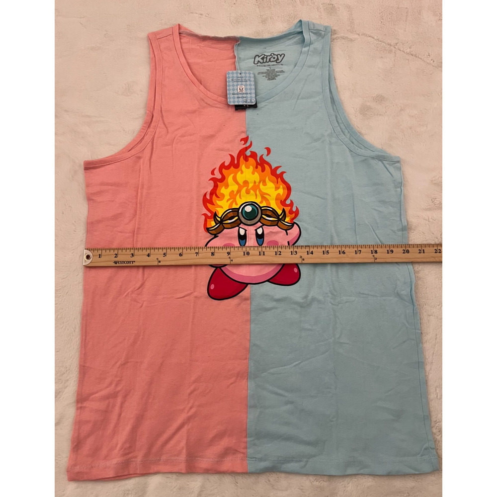 Kirby Men's Tank Top Large Pink Blue Split Fire Graphic Nintendo New With Tags - Picture 3 of 7